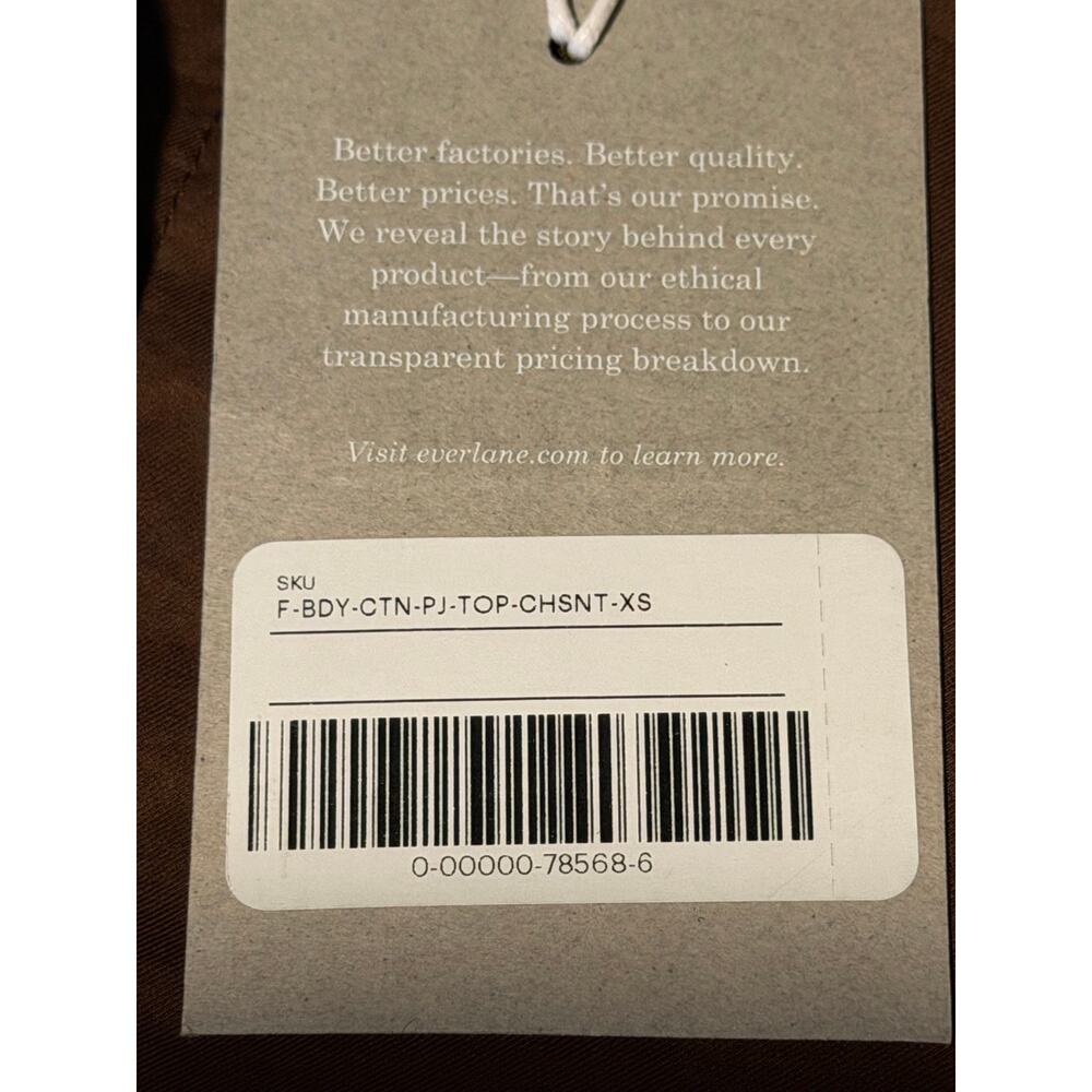 Everlane Brown Long Sleeve Button Down Cropped Cotton PJ Top Blouse Sz XS - Picture 11 of 12